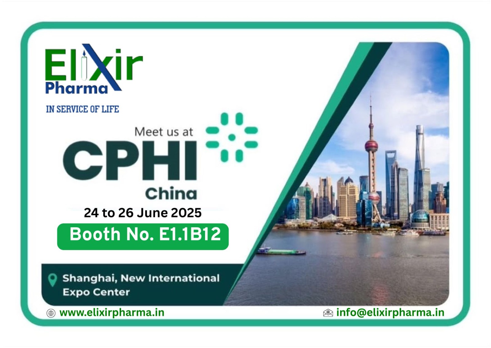 Elixir Pharma CPHI China Exhibition Invitation